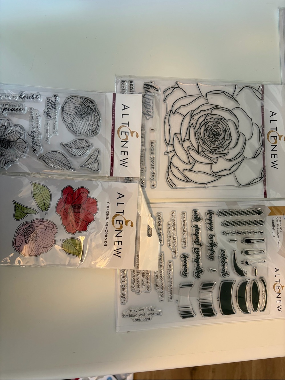 Floral Clear Stamp Set - White and Multicolor Accents